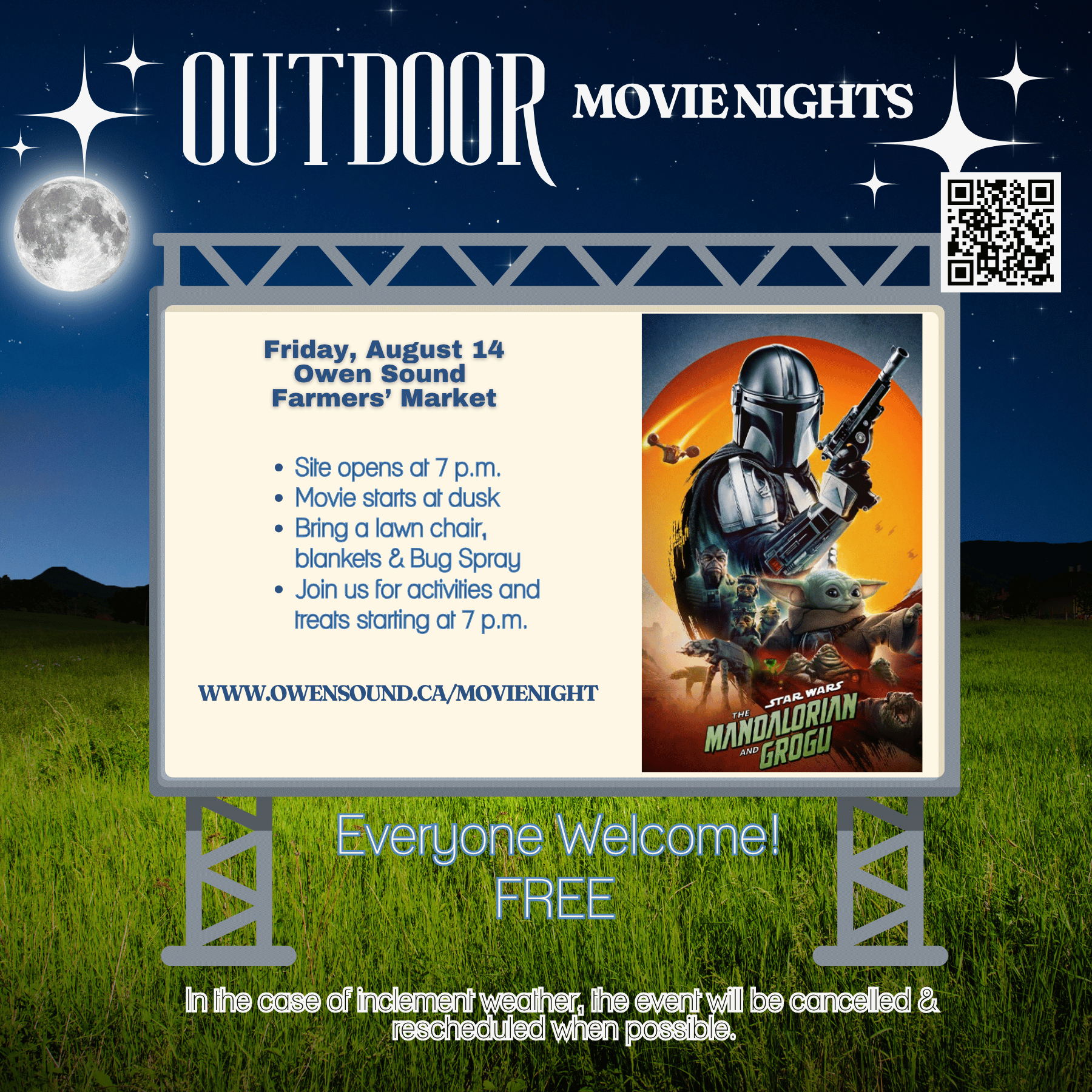 Event image Outdoor Movie Night featuring Star Wars, The Mandalorian and Grogu